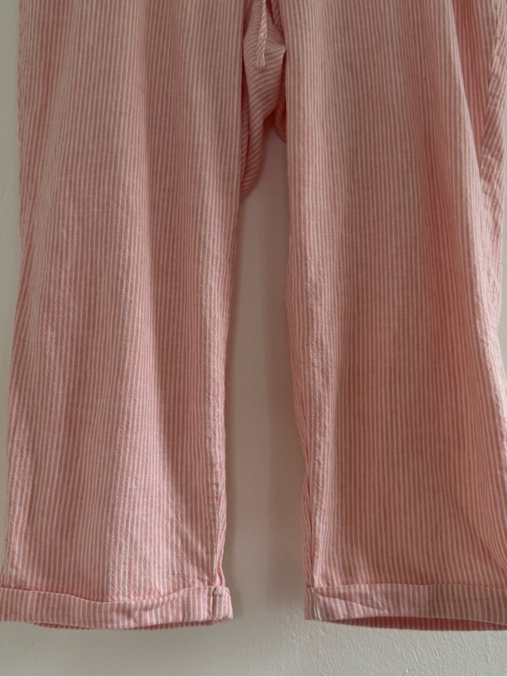 J. Crew Factory Striped Linen-Cotton Blend Drawstring Pant Cropped Spring Beachy - Picture 5 of 11